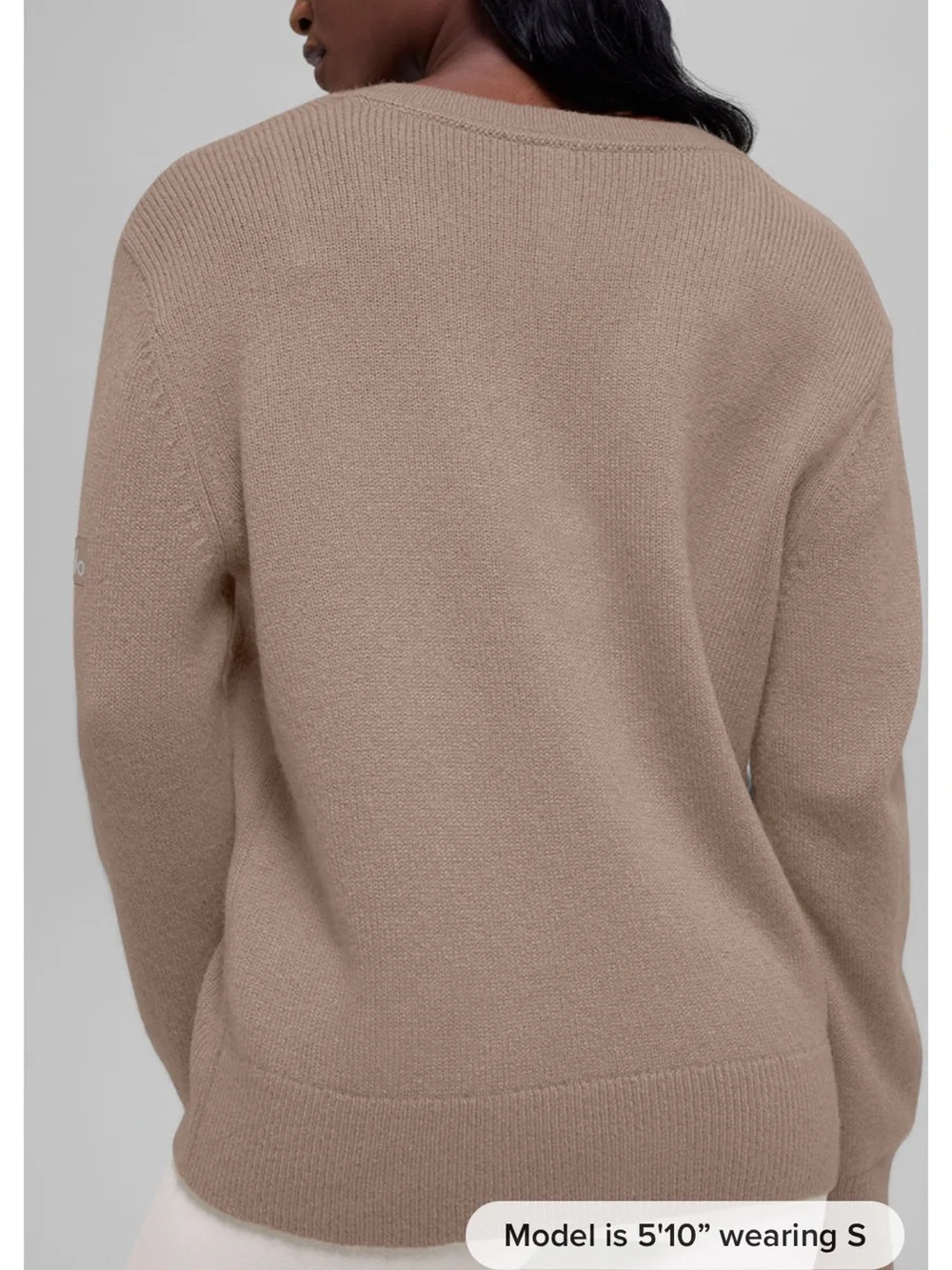 ALO Wool Cashmere New Class Oversized V-Neck Sweater, Chai Latte, size XS